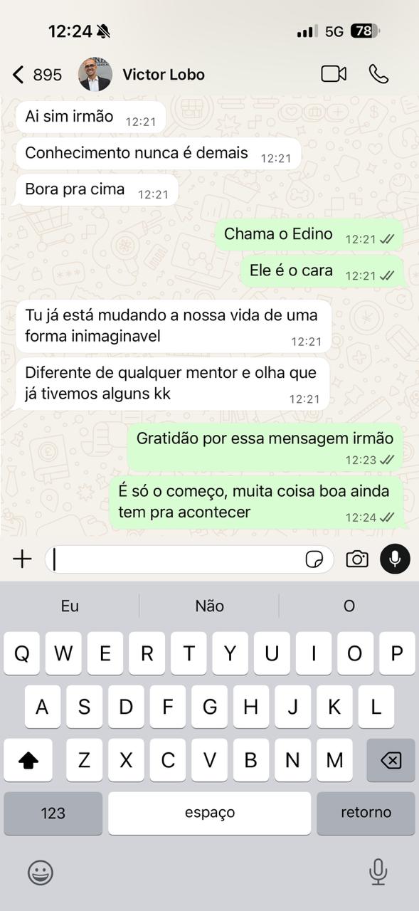 Depoimento por mensagem de cliente do programa